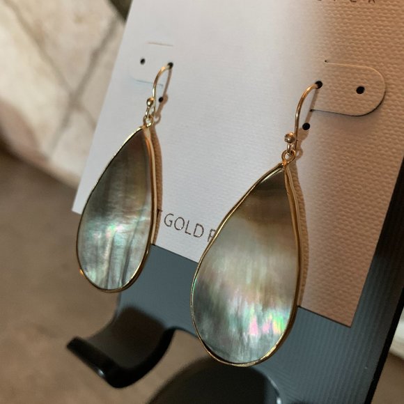 ARGENTO VIVO Sterling Silver 14KT Gold Plated Abalone Mother-of-Pearl Earrings - Picture 3 of 6